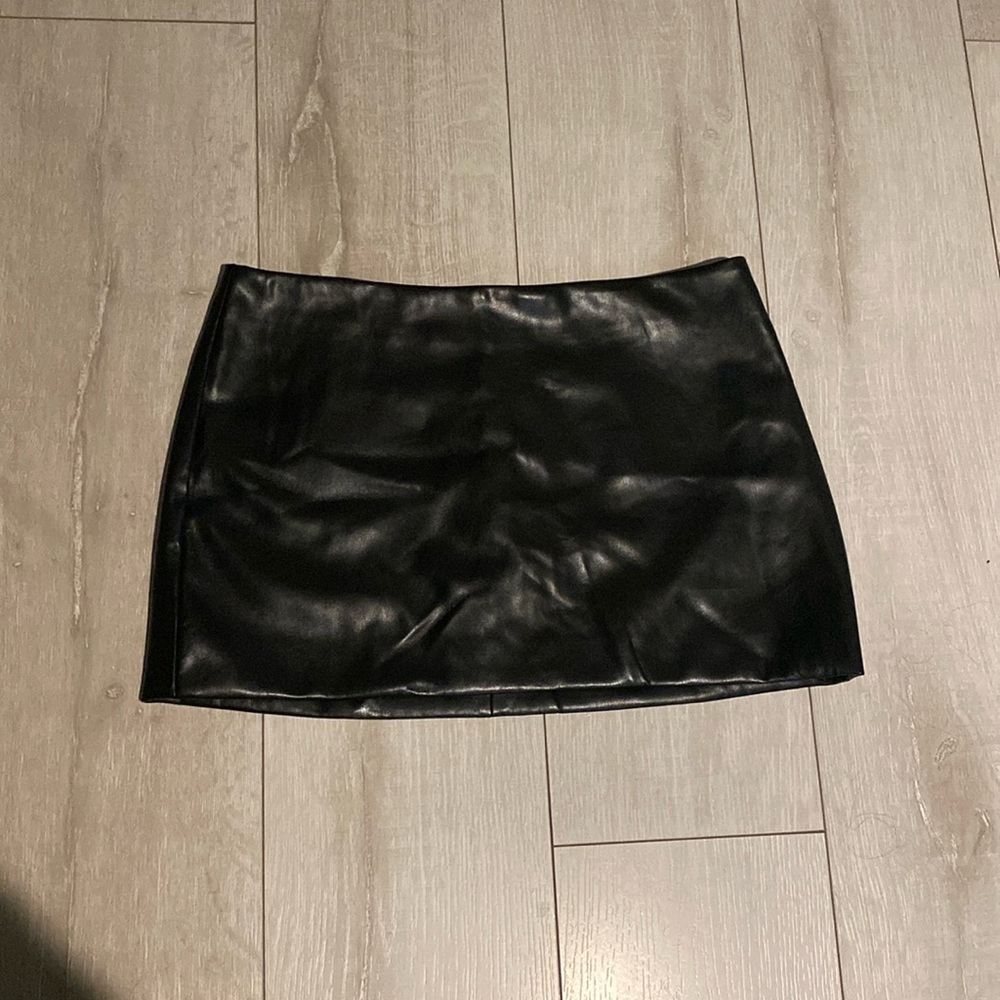 EUC Black Faux Leather Mini Skirt